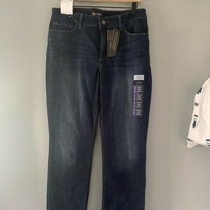 Dark denim straight leg jeans